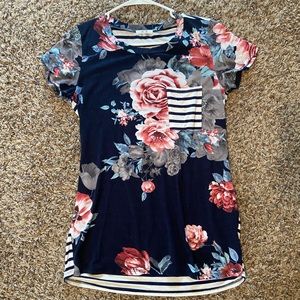 Maternity Floral and Striped Top